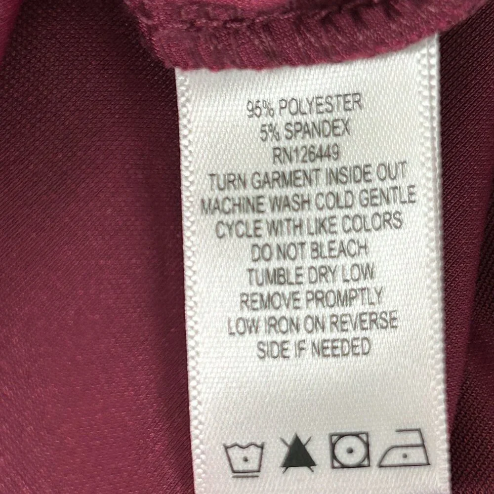 Marc Bouwer Unlimited Dress Size XL Burgundly Velvet Velour Long Sleeves V Neck - Picture 6 of 12